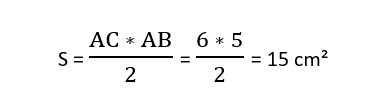 stačiojo trikampio plotas formulė, pavyzdys