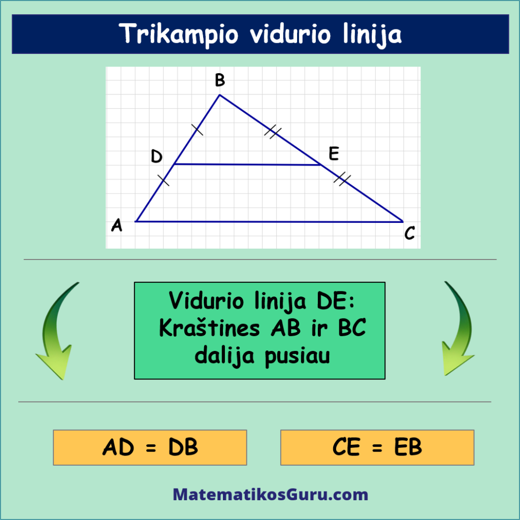 trikampio vidurio linija